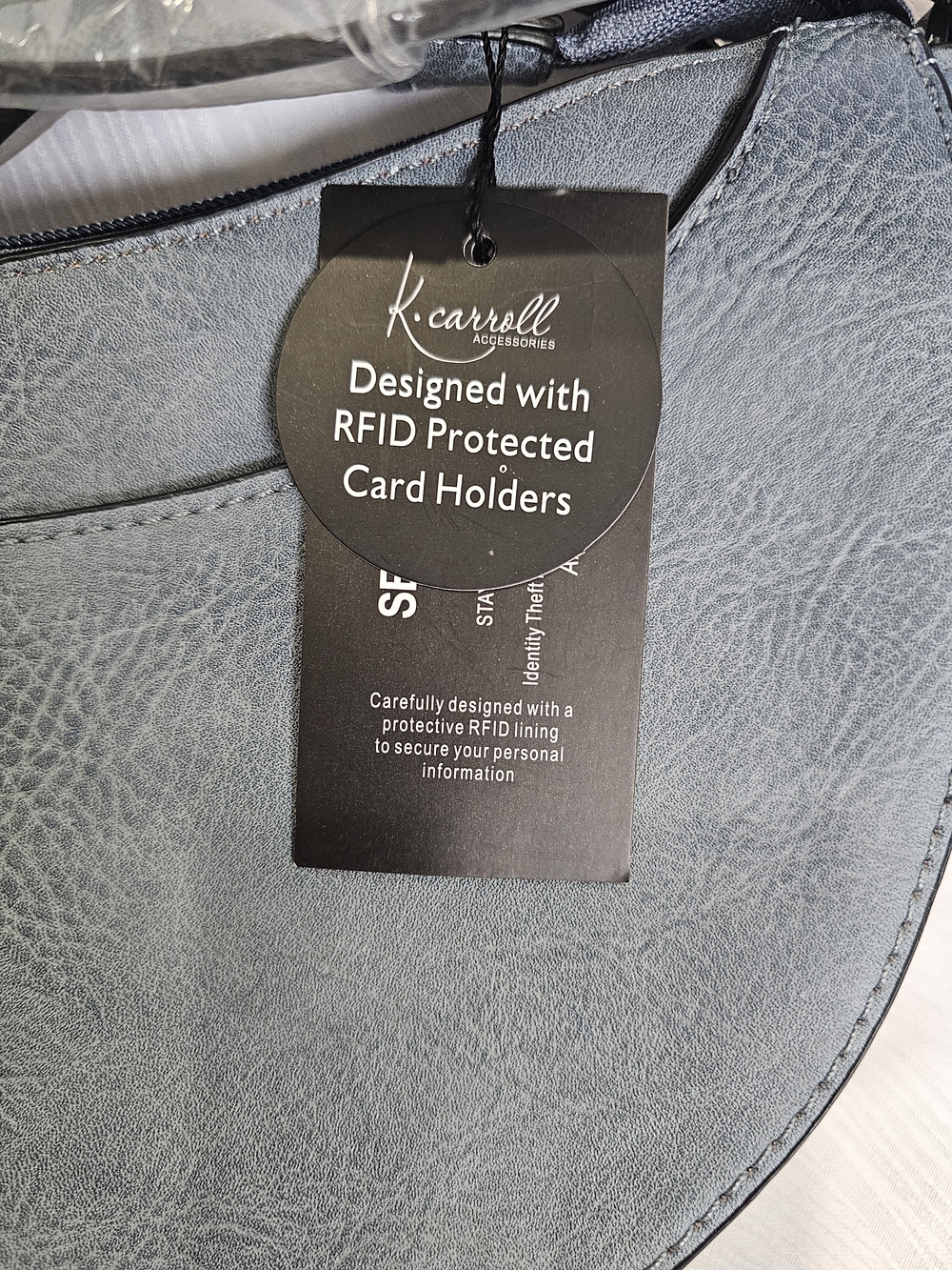 K. Carroll Denim blue Semi-Circle Crossbody Bag with RFID Protection - Picture 2 of 11
